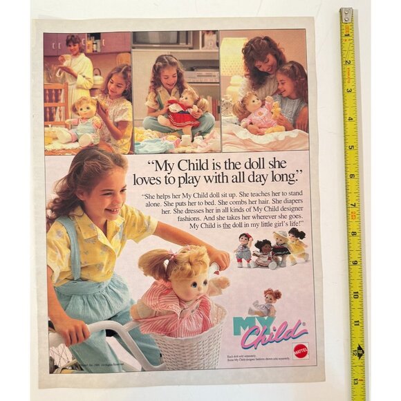 Vintage 1986 My Child Doll Mattel Little Girl Advertisement Print Ad - Picture 2 of 2